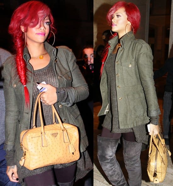 Rihanna arrives at Rai Studios ahead of her performance on the Italian version of 'X Factor' in Milan on November 9, 2010