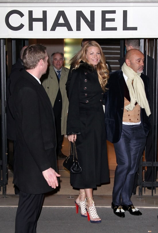 Blake Lively and Christian Louboutin arrive at the CHANEL dinner hosted in the honor of Blake Lively