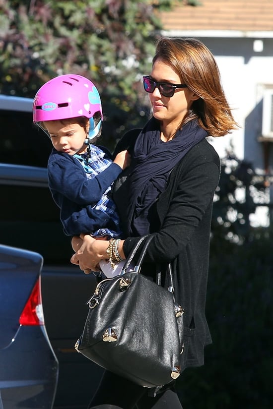 Jessica Alba takes her daughter Honor Marie Warren to a bike shop in Santa Monica, January 12, 2011