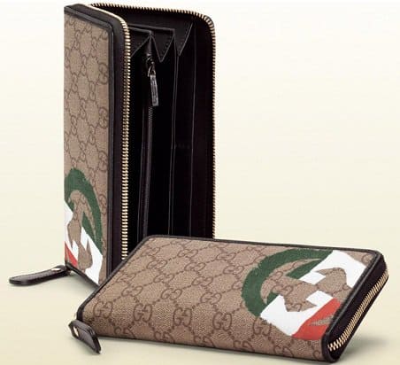 Gucci Italy GG Flag Collection Zip Around Wallet