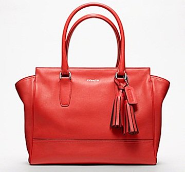 Coach Legacy Leather Medium Candace Carryall in Silver/Carnelian