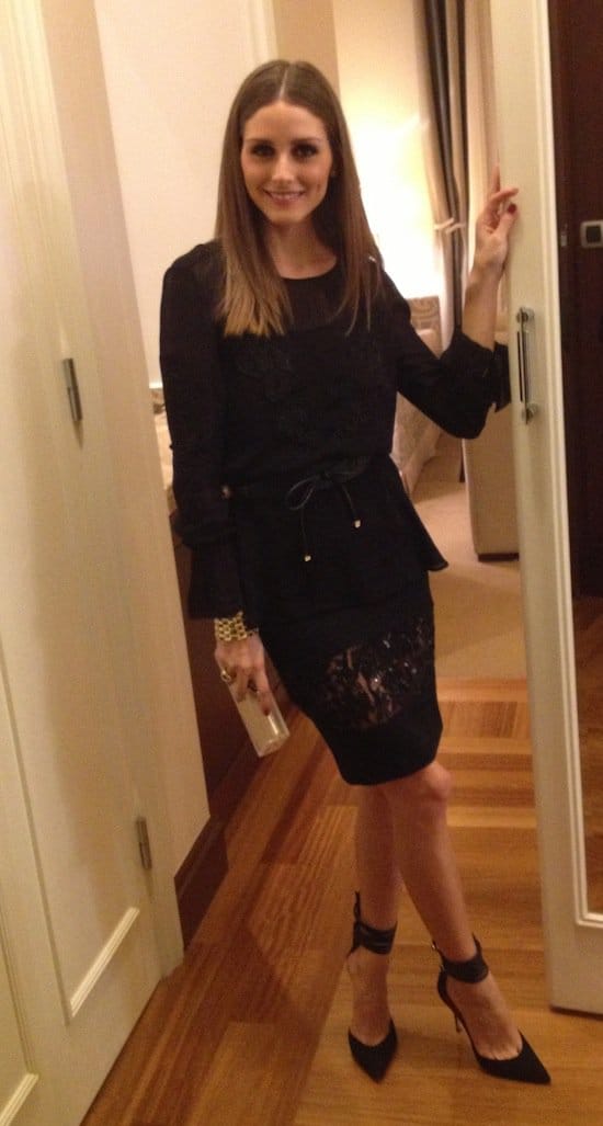 Olivia Palermo shows off her outfit (for the 2012 Elle Style Awards held in Istanbul) to the readers of her blog on December 8, 2012