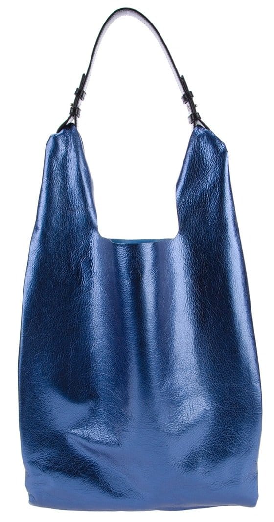 Jil Sander Market Handbag in Metallic Blue