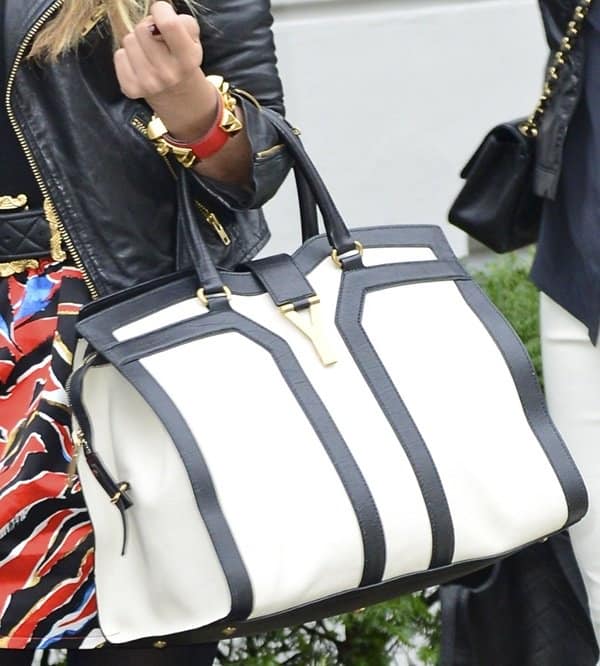 Sylvie Françoise Meis totes a black and white Yves Saint Laurent "Cabas Chyc" handbag