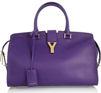 Yves Saint Laurent "Cabas" Medium Leather Tote in Purple