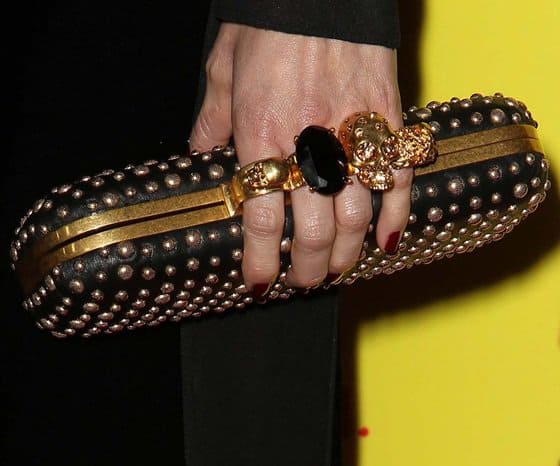 Ricki Noel Lander's studded and skull-embellished knuckle clutch