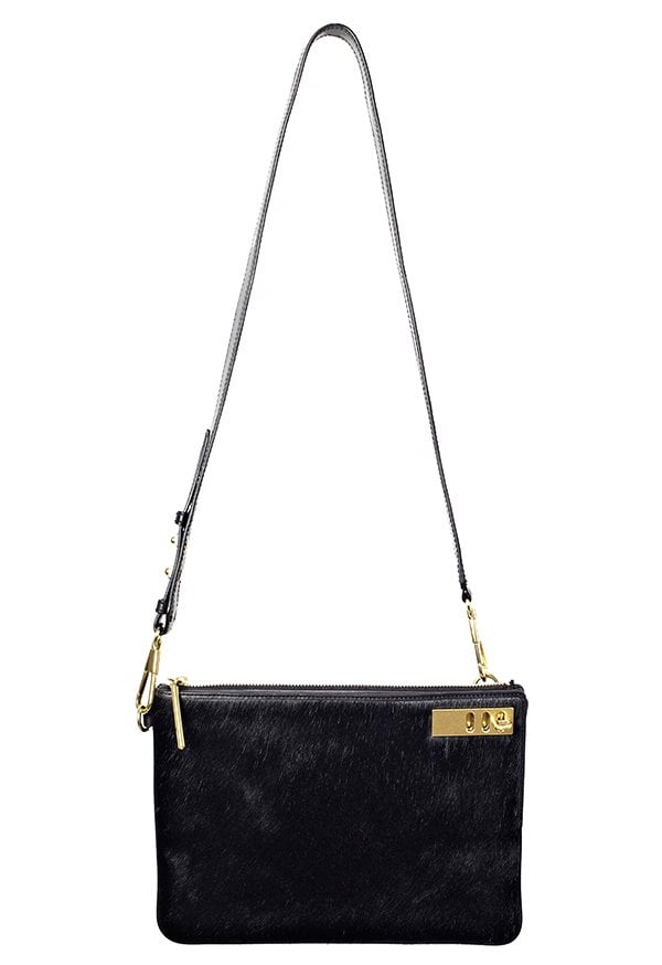 3.1 Phillip Lim Haircalf Racer Flap Clutch With Strap in Black