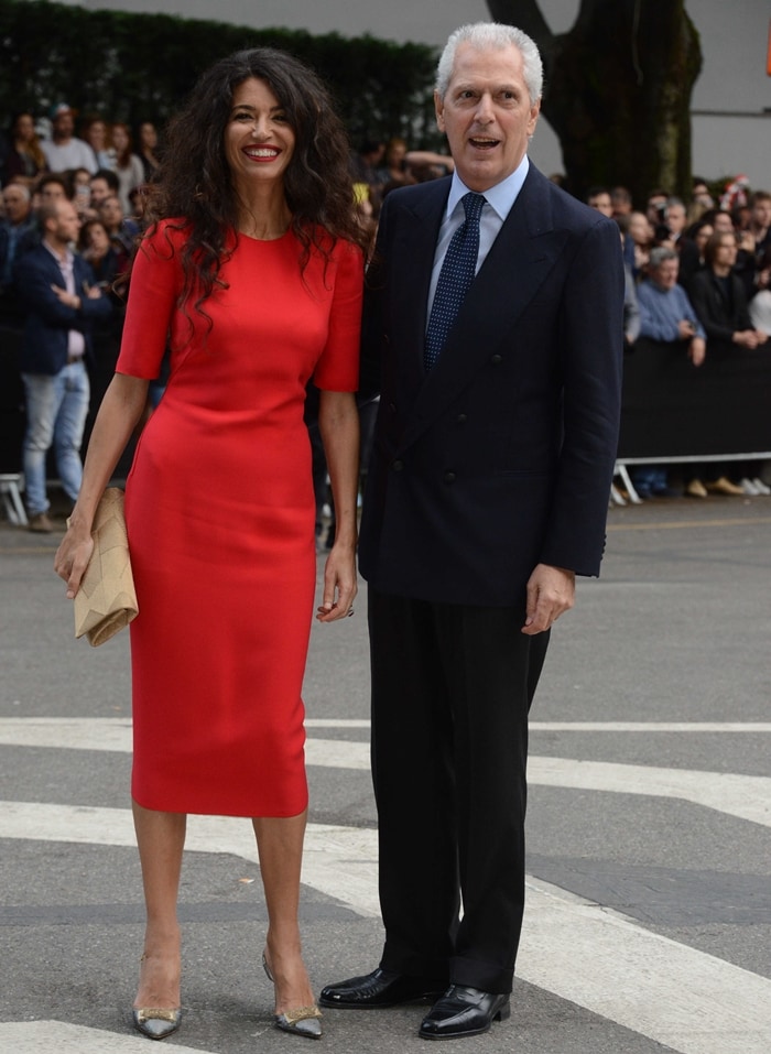 Afef Jnifen and her husband Marco Tronchetti Provera attend the Giorgio Armani 40th Anniversary Silos Opening And Cocktail Reception