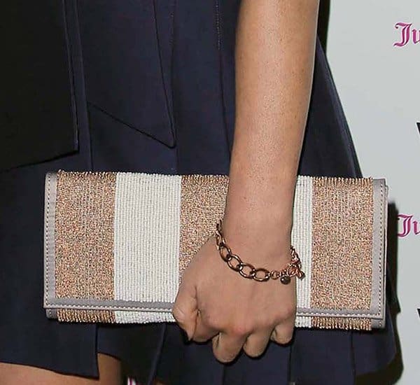 Olivia Munn's Juicy Couture beaded disco clutch