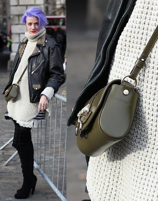 Fashionista carrying a classy crossbody from Givenchy