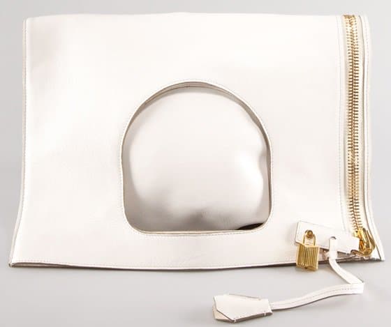 Tom Ford Alix Flat Foldover Bag in Ivory