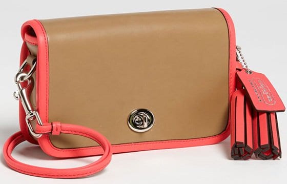 Coach Legacy Penny Leather Crossbody in Sand/Watermelon