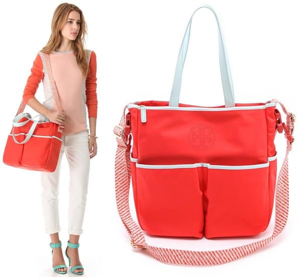 Tory Burch Stacked T Billy Baby Bag in Poppy Red