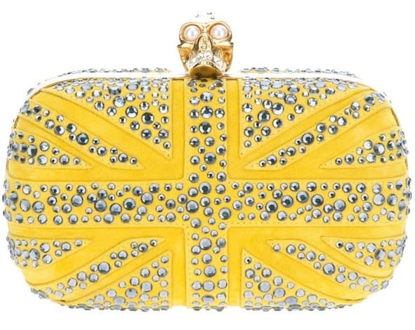 Alexander McQueen "Britannia Skull" Clutch Bag in Yellow
