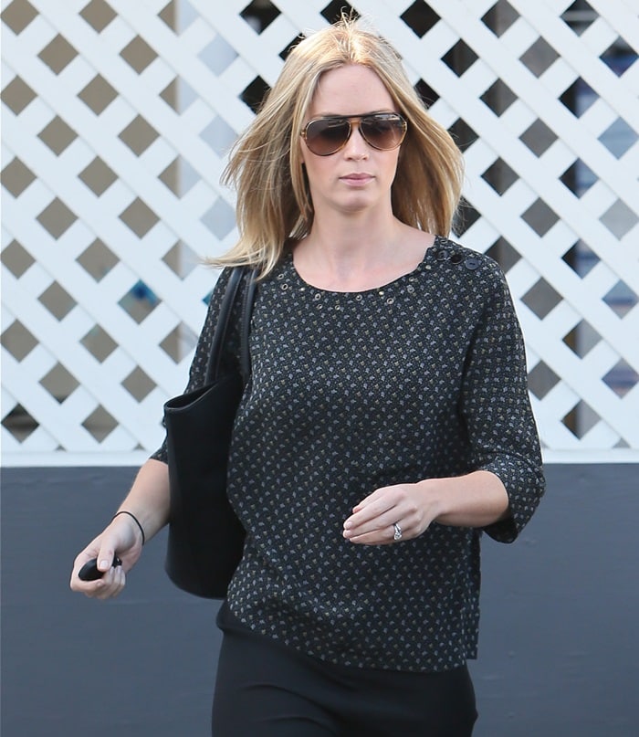 Emily Blunt seen arriving and leaving a hair salon in Los Angeles, California, April 29, 2013