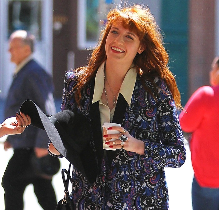 Florence Welch sporting a wide-brimmed floppy hat in the East Village, Manhattan in New York City on May 1, 2013