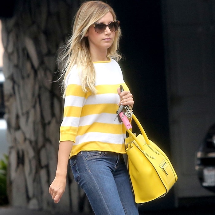 Actress Ashley Tisdale out running some errands in Santa Monica, California on July 24, 2013