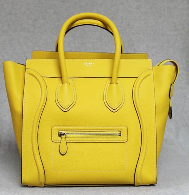 Celine Pebbled Luggage Bag in Yellow