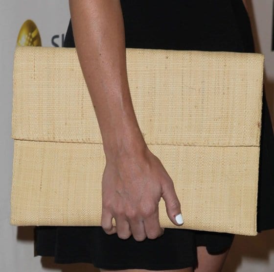 Emily Wickersham's extra-large woven envelope clutch