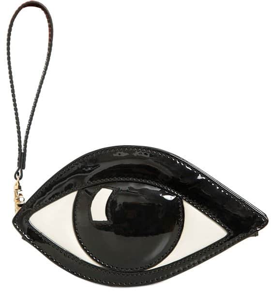 Lulu Guinness Eye Clutch in Black Patent