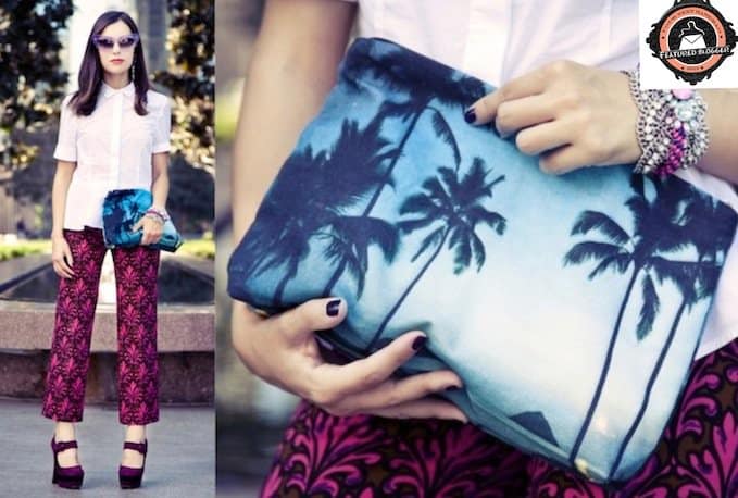 Marta Pozzan styled her bag with spiral print straight-leg slim-fit pants by Miu Miu