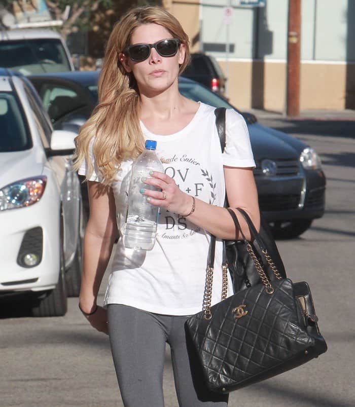 Ashley Greene leaving a gym in LA with a Chanel 'CC Crown' tote
