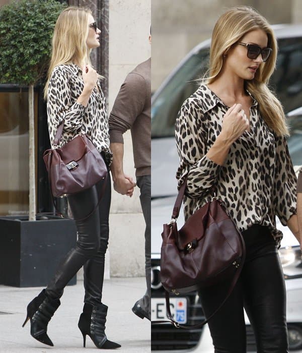 Rosie Huntington-Whiteley seen carrying her Lanvin tote in Paris