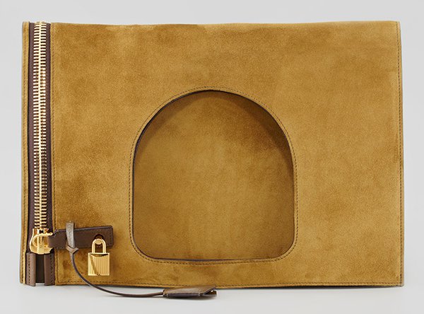 Tom Ford "Alix" Fold-Over Bag in Olive Suede