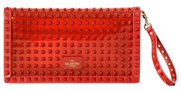 Valentino Rockstud Rouge Patent Clutch
