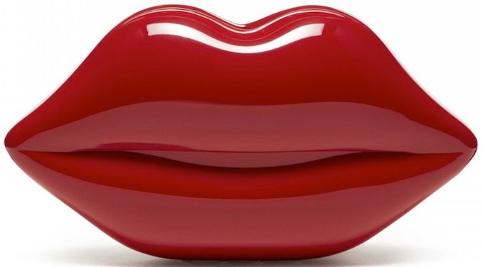 Lulu Guinness Perspex "Lips" Clutch in Red