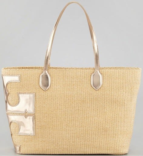 Tory Burch Stacked-T Straw Bag