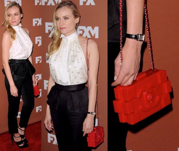 Diane Kruger with a Chanel Lego clutch at the 2013 FX Upfront Presentation