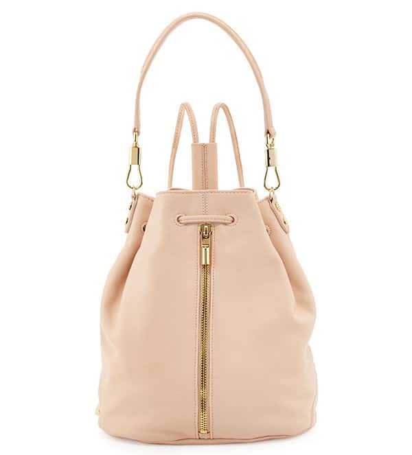 Elizabeth and James Cynnie Leather Drawstring Backpack Champagne