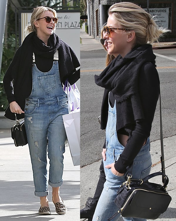 Julianne Hough wears Wildfox "Chloe" overalls while leaving the Newsroom restaurant in Los Angeles