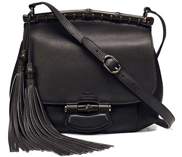 Gucci "Nouveau" Medium Leather Crossbody Bag in Black