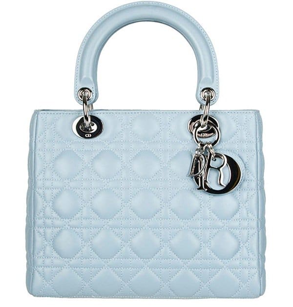 Lady Dior Baby Blue Quilted Lambskin Tote