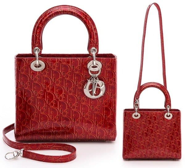 Red Dior Patent Lady Dior Bag
