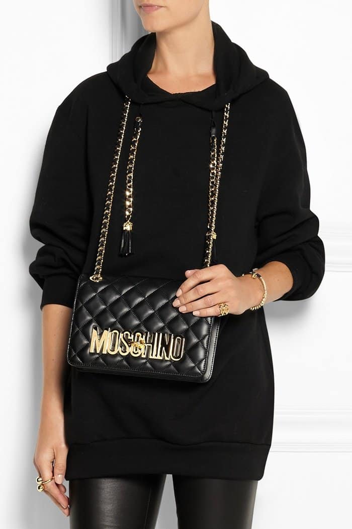 Moschino Bag-Embellished Cotton-Jersey Hooded Top