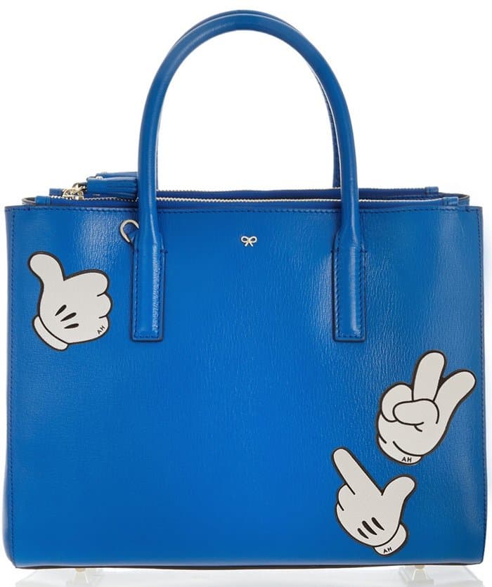 Anya Hindmarch Thumbs Up Textured Leather Adhesive Sticker Bag