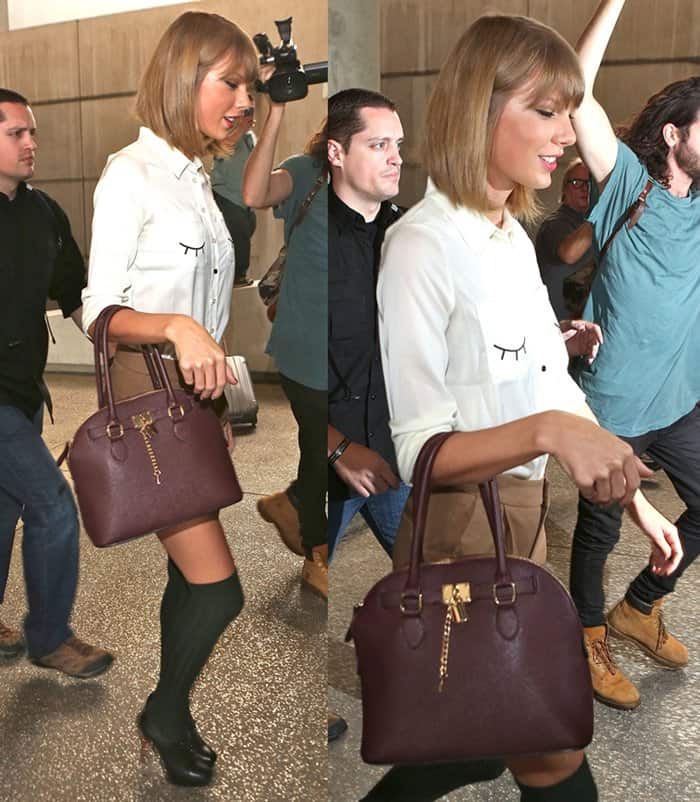 Taylor Swift arrives with her affordable handbag at Los Angeles International Airport