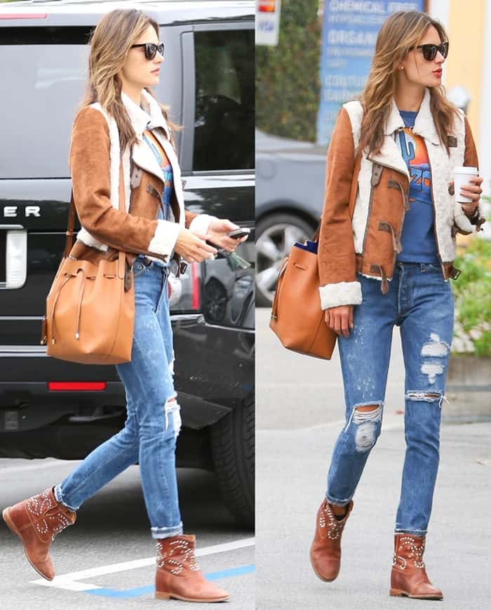 Alessandra Ambrosio spotted out for coffee in Brentwood, Los Angeles, on January 30, 2015