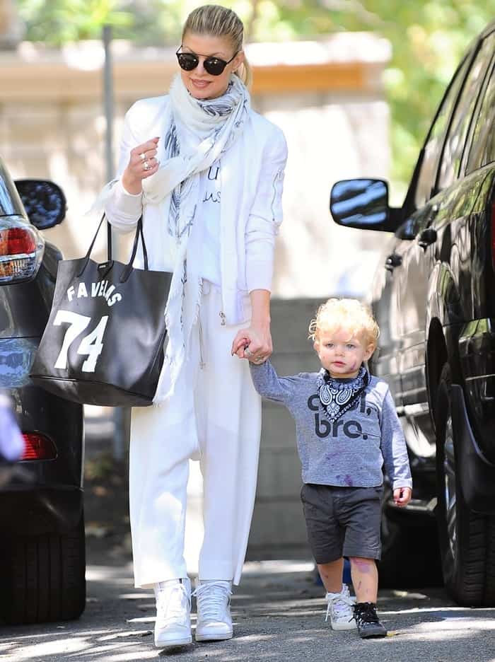 Fergie with her son Axl Jack Duhamel on the way to a park in Brentwood
