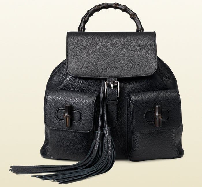 Gucci Bamboo Leather Backpack in Black