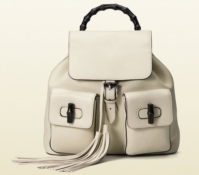 Gucci Bamboo Leather Backpack Off White