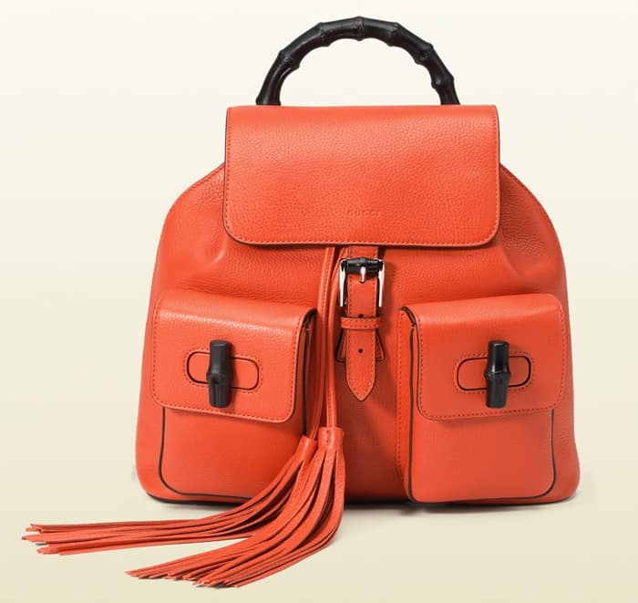 Gucci Bamboo Leather Backpack in Orange