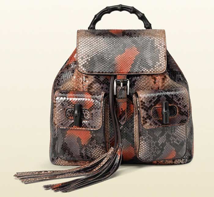Gucci Bamboo Leather Backpack in Python