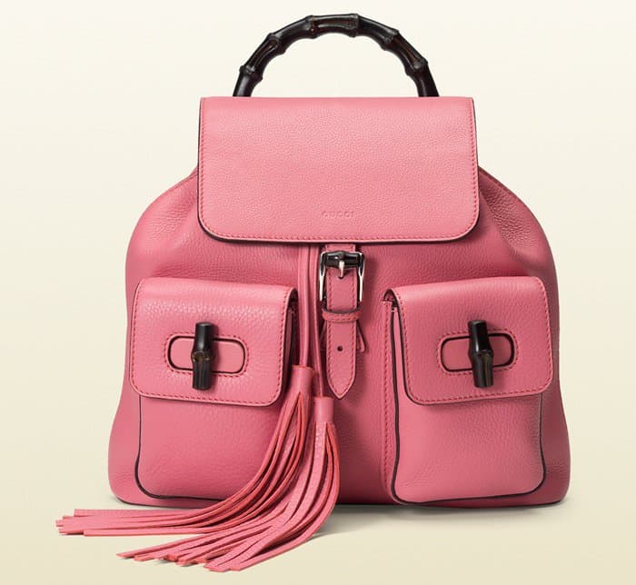 Gucci Bamboo Leather Backpack in Raspberry Pink
