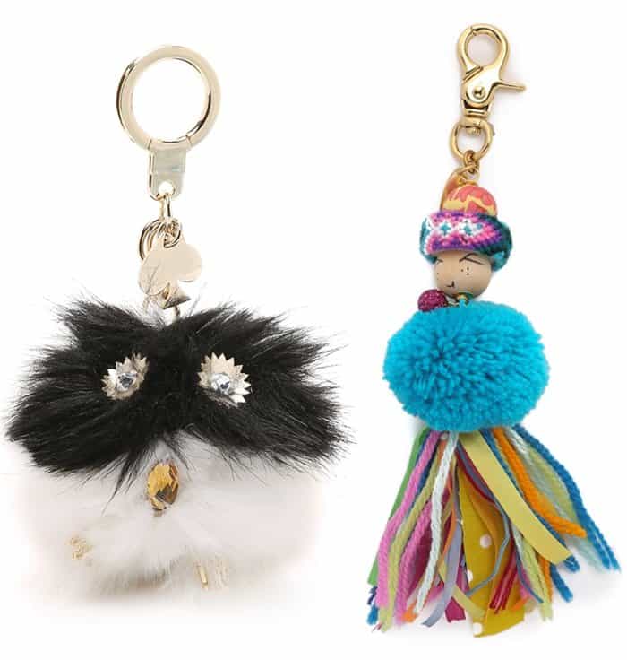 Kate Spade New York Pom Pom Owl Key Ring and Lenora Dame Daisy Bag Charm in Multi