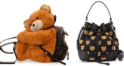 Teddy Bear Leather Backpack and Shoulder Bag by Moschino
