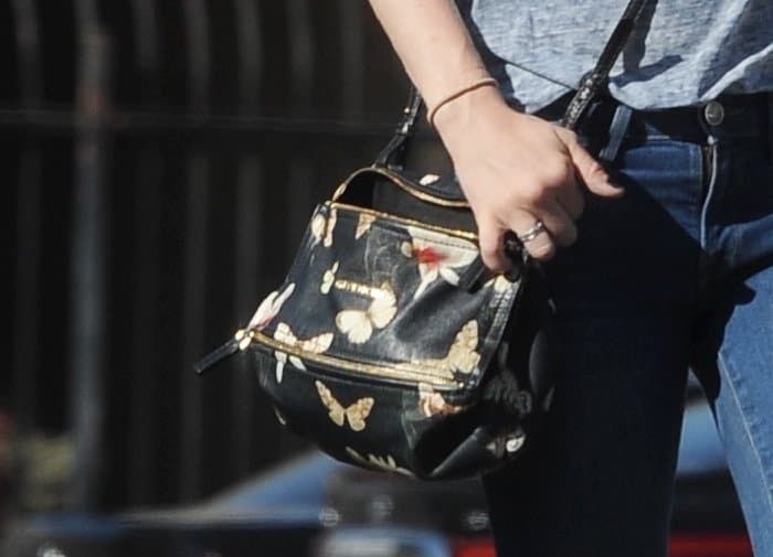 Amanda Seyfried totes Givenchy's Pandora mini magnolia and butterfly print leather bag